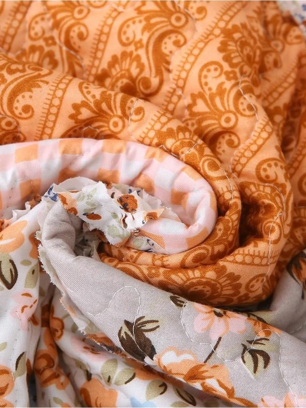Floral Patchwork Quilt Set in Mustard & Pink - [Brand]